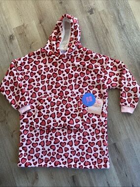 🆕 Plush Hoodie Sherpa Soft Comfy Fleece Oversized Hoodie Ears Pocket Hearts ✨